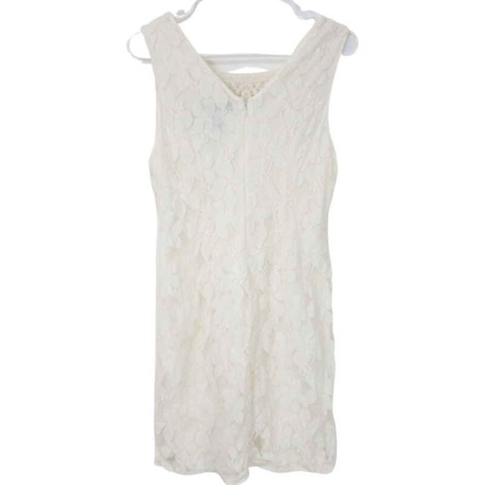 Signature by Robbie Bee Lace Mini Dress Off White Size 6 Sleeveless Back Zipper - Picture 2 of 4